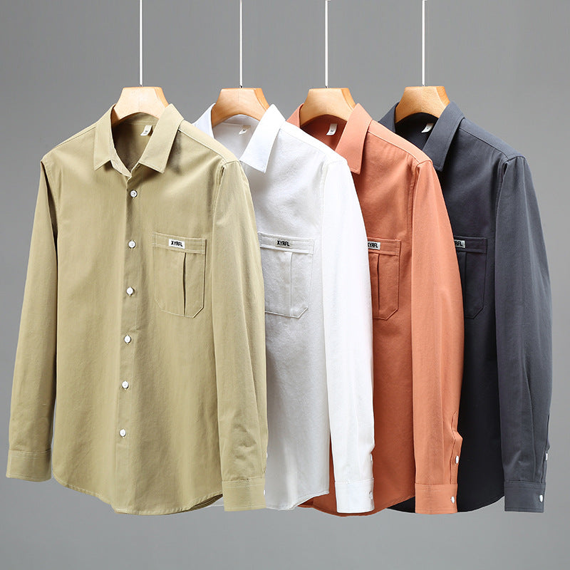 Pocket Pure Cotton Long Sleeve Retro shirt men