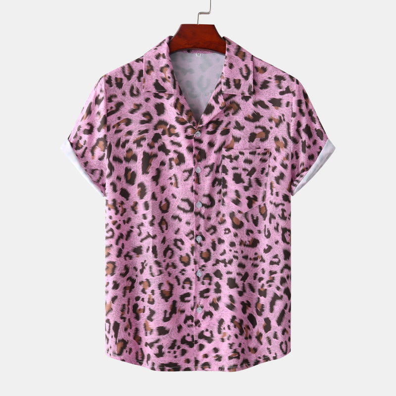 Summer Hawaii Beach Leopard Print Flower Shirt