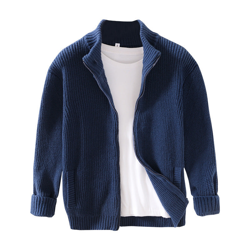 Cardigan casual da uomo con colletto alto e maglione da esterno