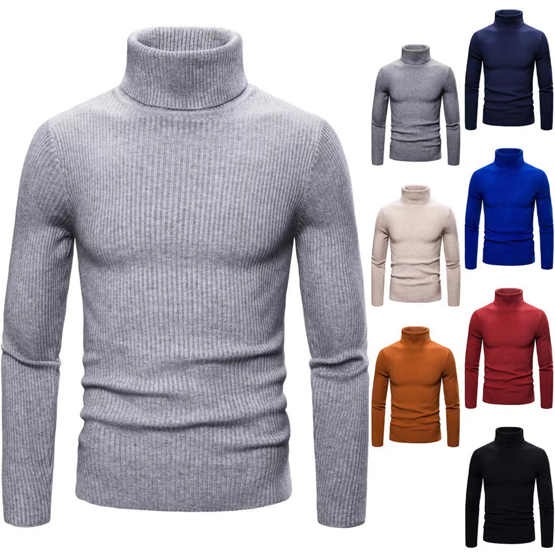 Maglione a collo alto slim fit tinta unita da uomo