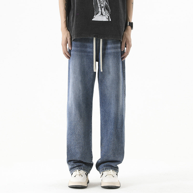 Men's Loose Straight Elastic Waist Wide Leg Casual Trousers