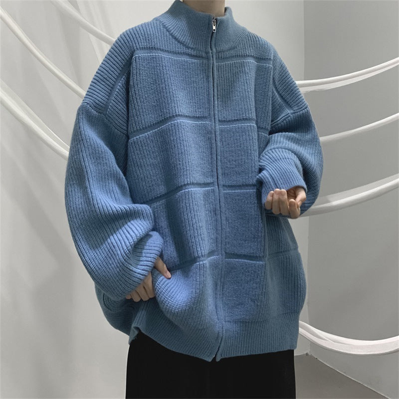 Men's Casual Solid Color Zipper Turtleneck Sweater