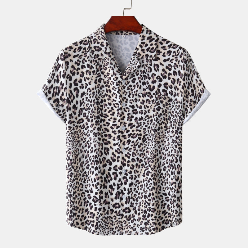 Summer Hawaii Beach Leopard Print Flower Shirt