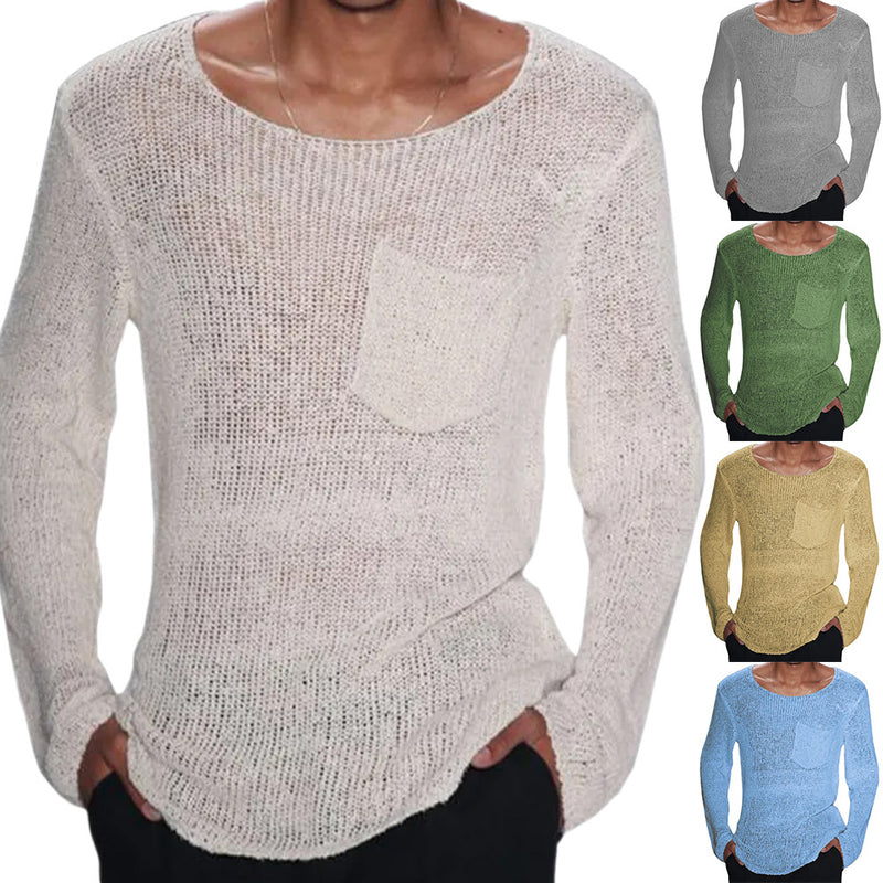 Men's European And American Solid Color Long Sleeve sweater