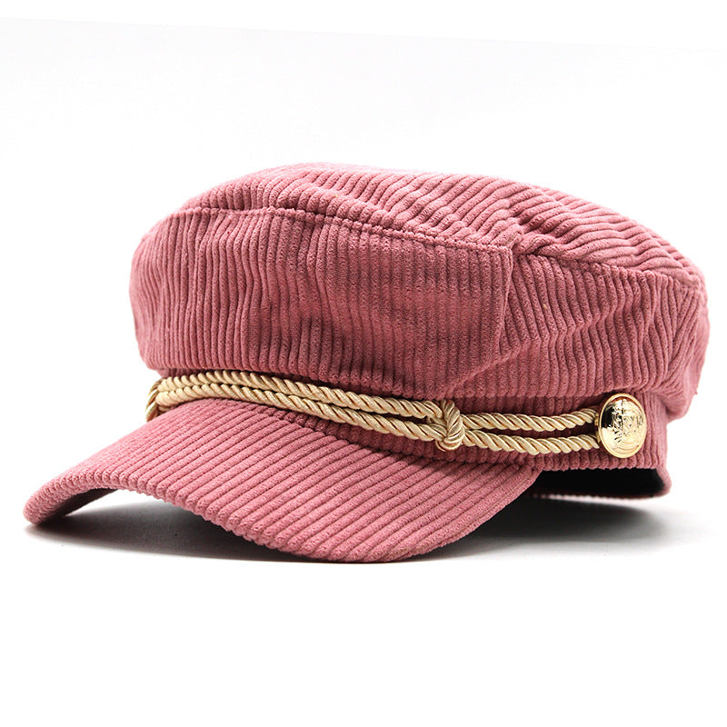 Sombrero octogonal de pana de color liso