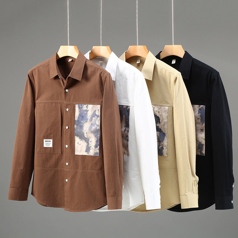 Men's stitching Long Sleeve Tooling shirt