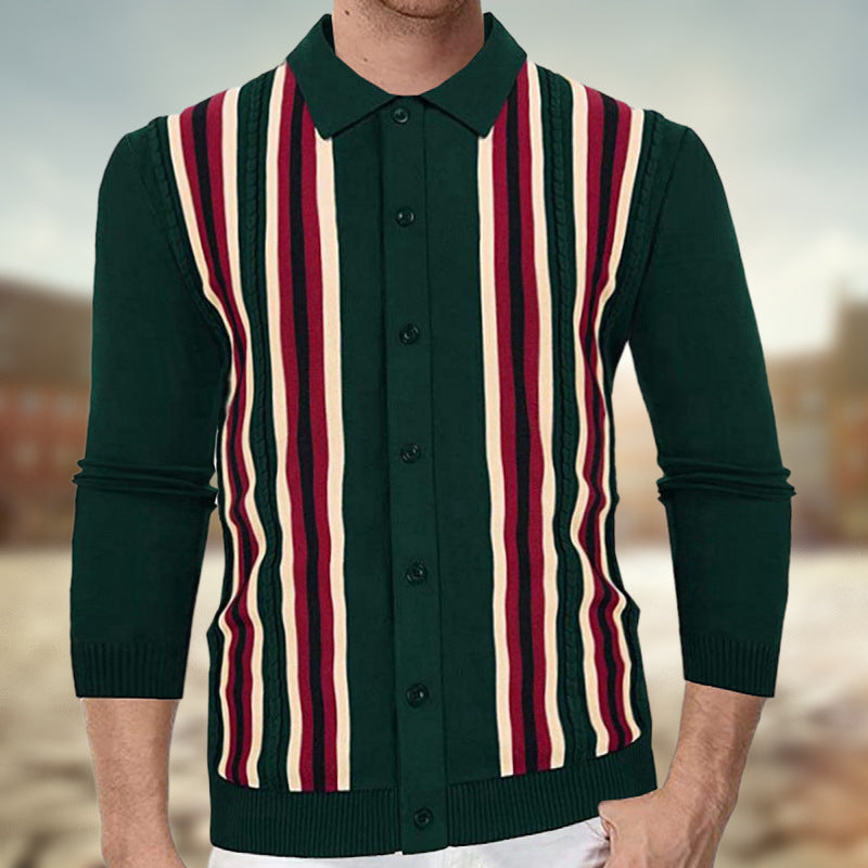 Men's Spring Thin Knitted Shirt For Business And Leisure