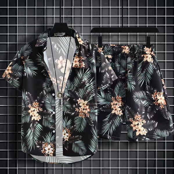 All-match Quick-drying Hainan Island Retro Ice Silk Printed Shirt