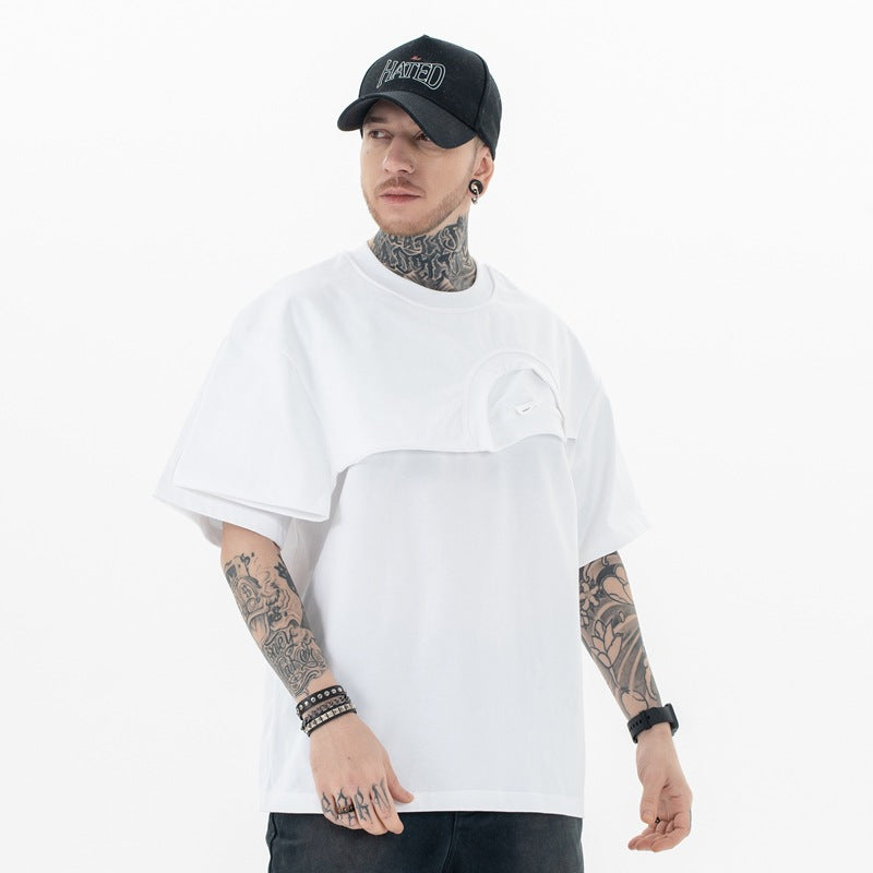 Creative Irregular Short Sleeve white t-shirt