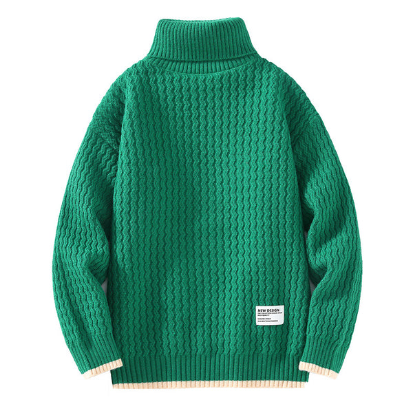 Winter Turtleneck Men's Loose Solid Color Sweater