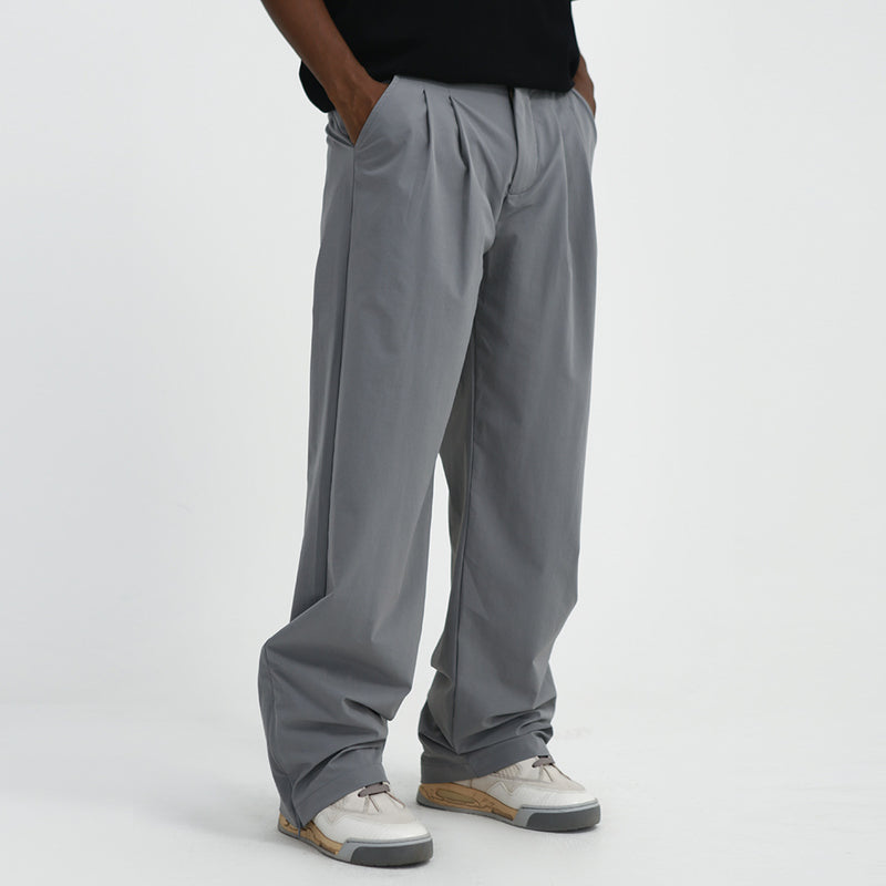 Men's Loose And Simple Solid Color Straight-leg Pants