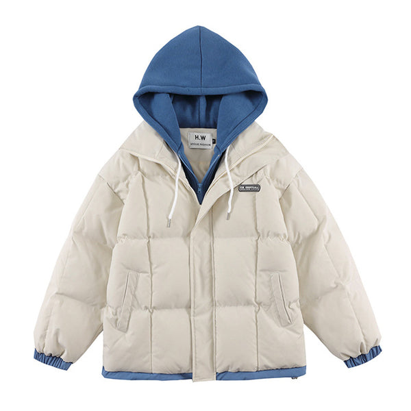 Color Contrast Patchwork Winter Thick Loose Bread Cotton-padded Jacket