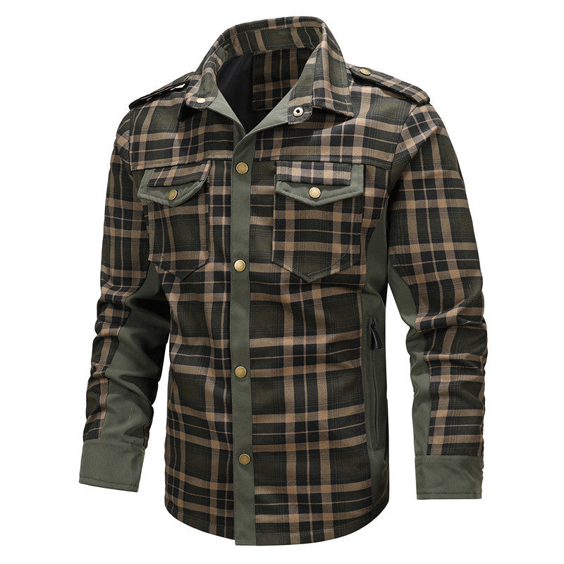 Men's Casual Plaid Shirt Jacket