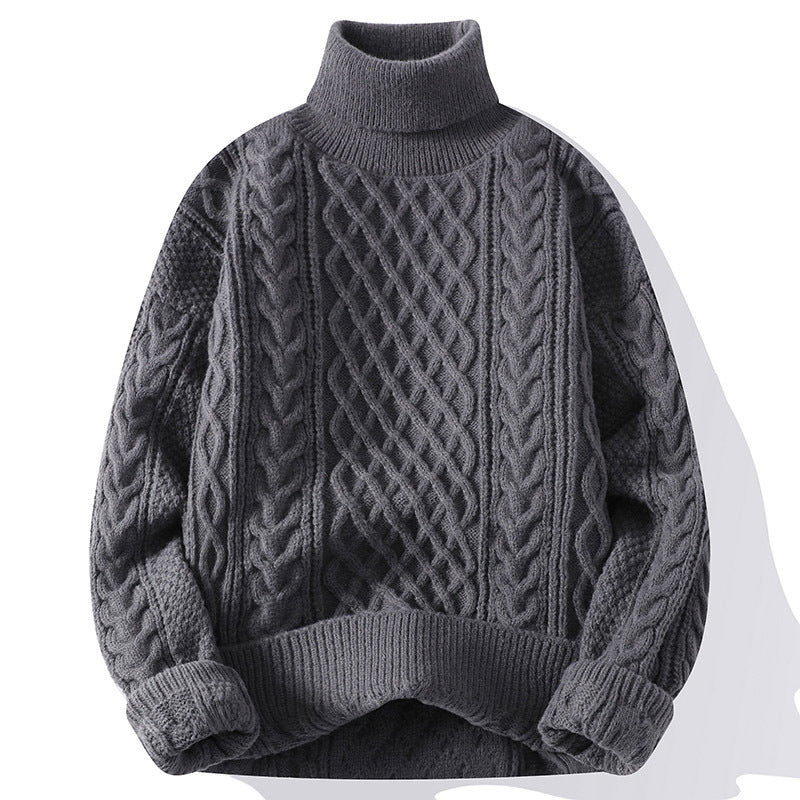 Maglione spesso a collo alto in jacquard vintage da uomo