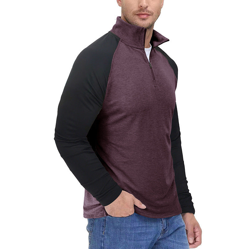 Men's Long-sleeved Zipper Outdoor Turtleneck Sports Top