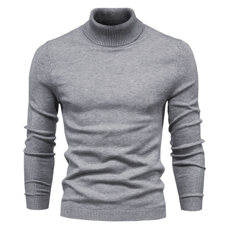 Men's Solid Color Pullover Turtleneck Casual Sweater