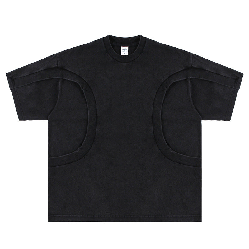 Stitching High Street Loose Round Neck Short Sleeve T-shirt