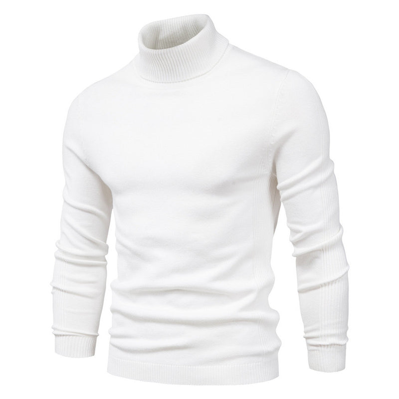 Men's Solid Color Pullover Turtleneck Casual Sweater