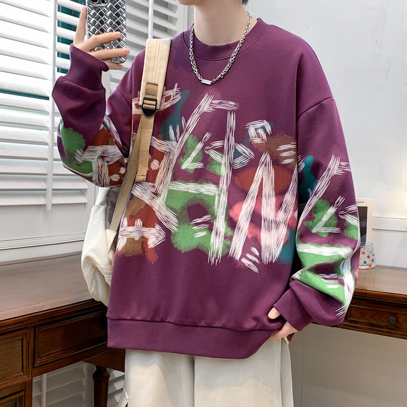 Graffiti Sweater Round Neck Loose Fashion Casual Bottoming Shirt