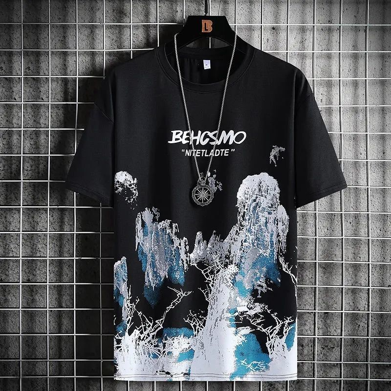 Short Sleeve Men's Ink Painting Graffiti Sports Breathable t-shirt