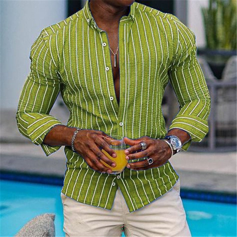 Long Sleeve Casual Lapel striped Shirt