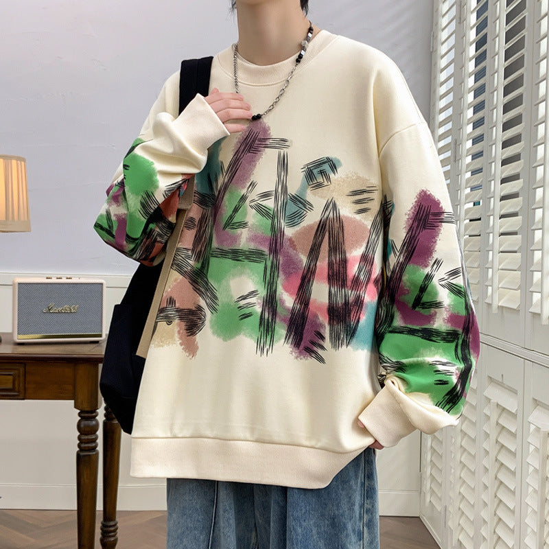 Graffiti Sweater Round Neck Loose Fashion Casual Bottoming Shirt