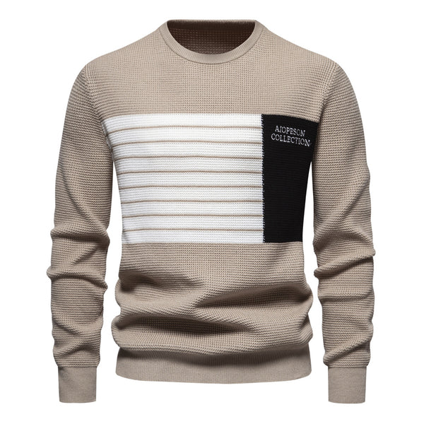 Striped Stitching Long Sleeve Men's Knitwear sweater