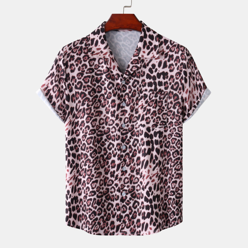 Summer Hawaii Beach Leopard Print Flower Shirt