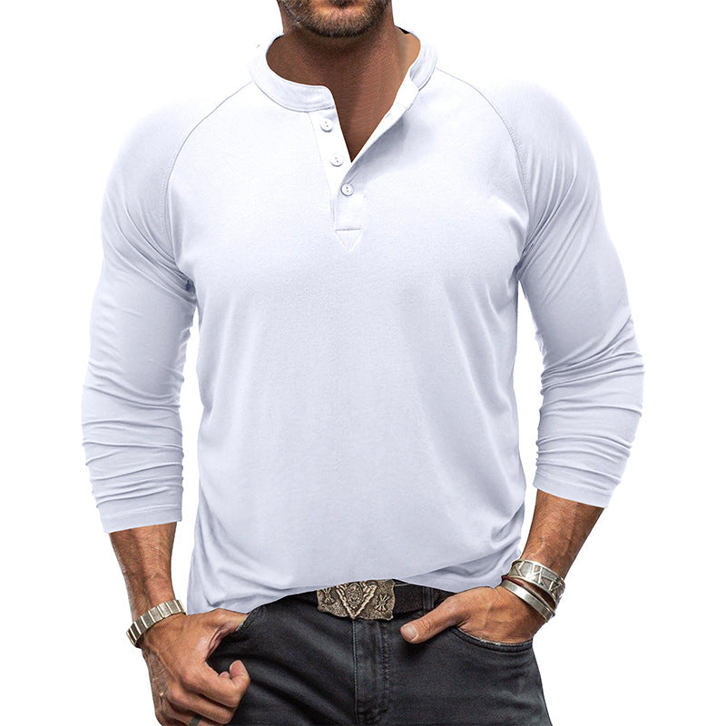 Men's Round Neck Henry Long Sleeve T-shirt