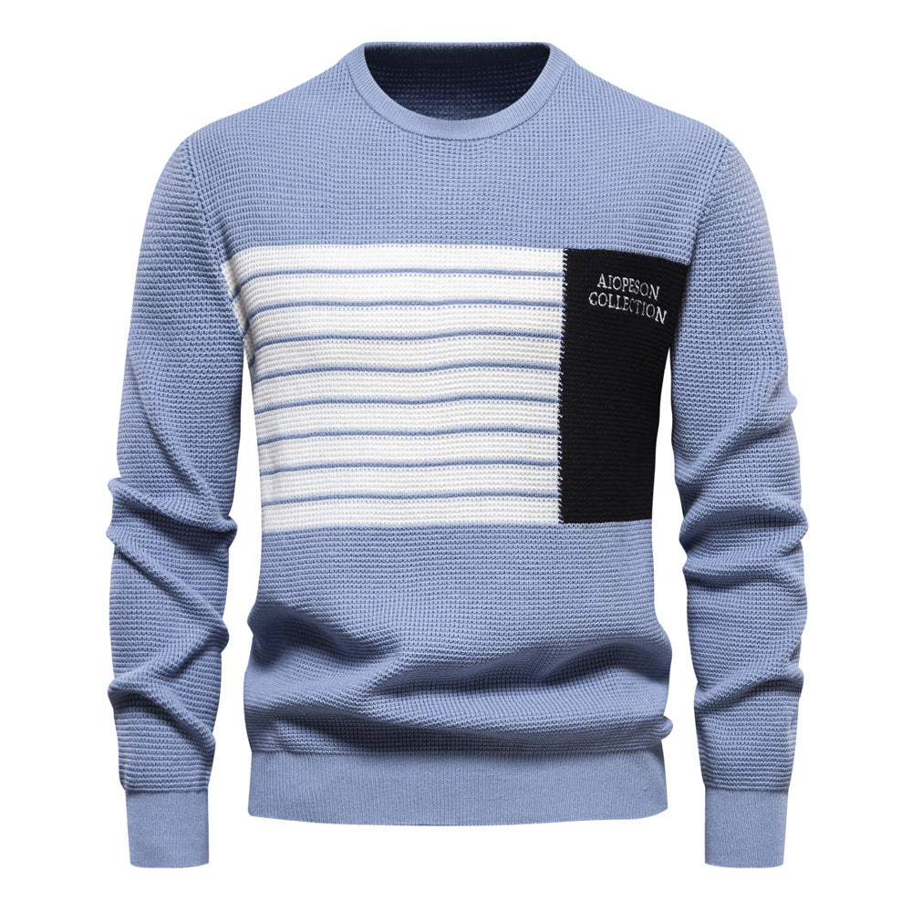 Striped Stitching Long Sleeve Men's Knitwear sweater