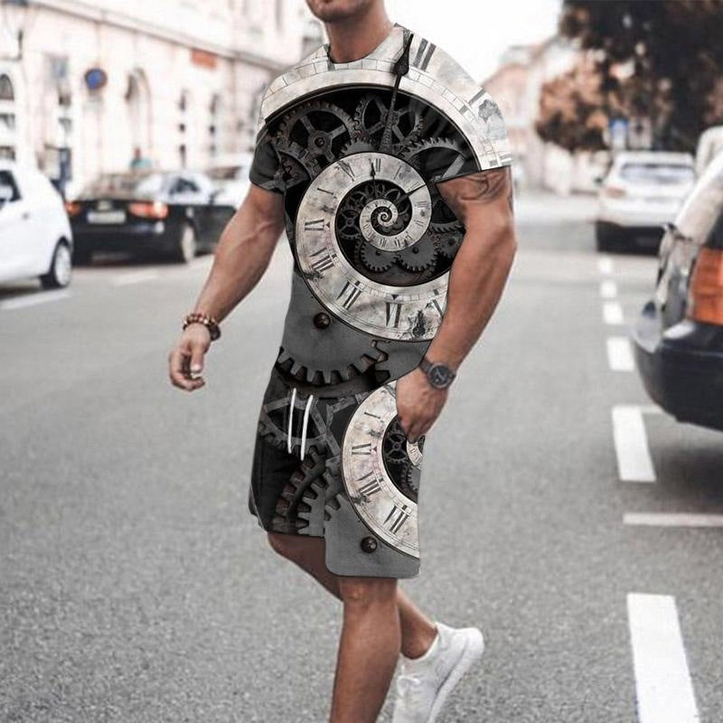 Short Sleeve Shorts Suit 3d Printed summer set Men