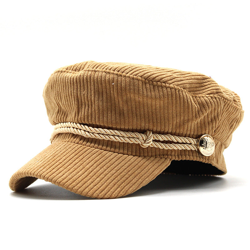 Solid Color Corduroy Octagonal Hat