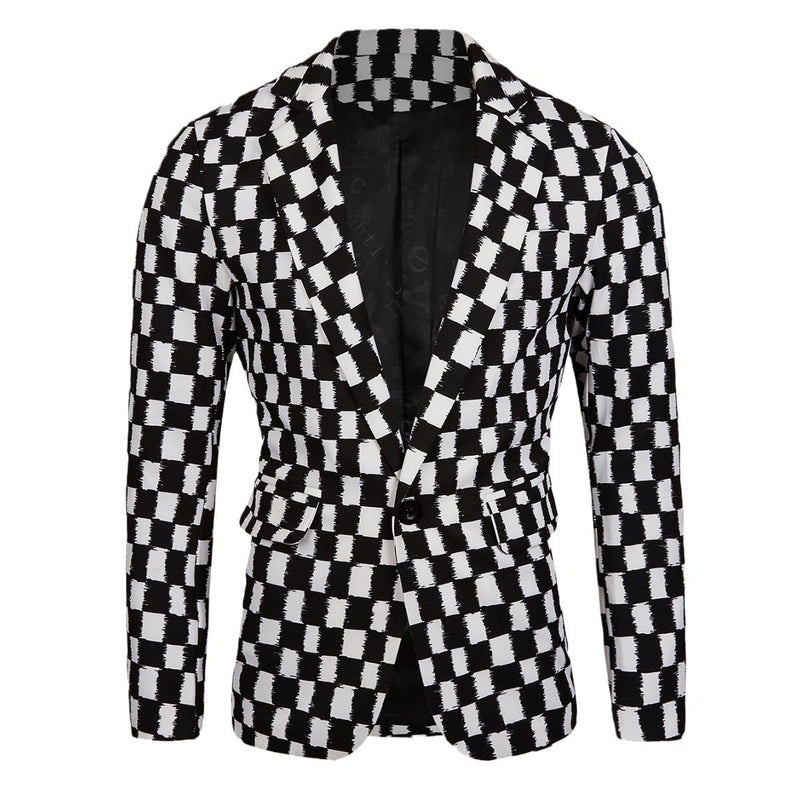 Houndstooth Leisure Suit Slim-fit Plaid Suit jacket