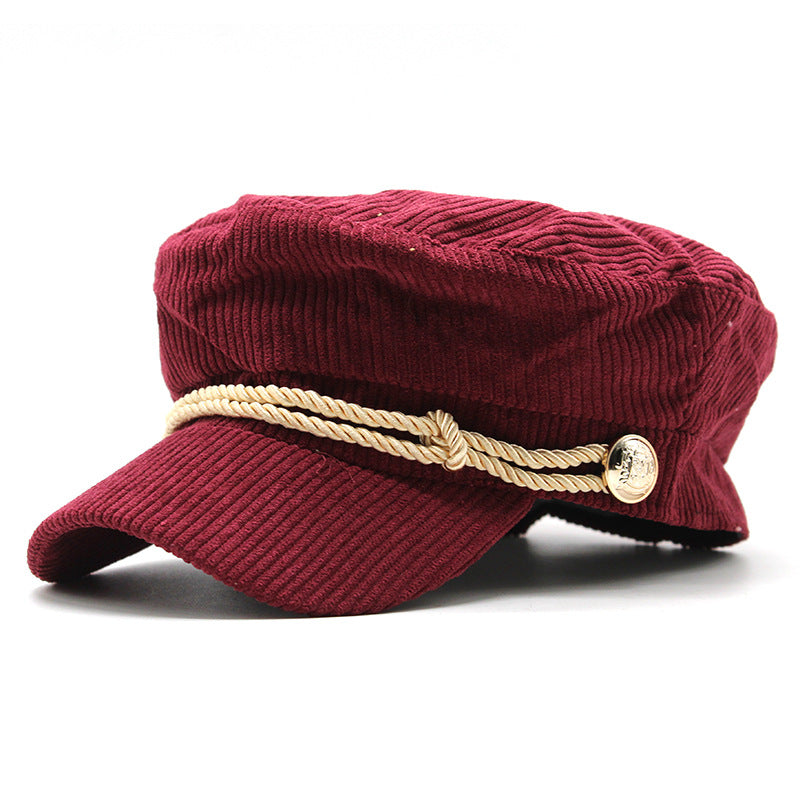 Solid Color Corduroy Octagonal Hat