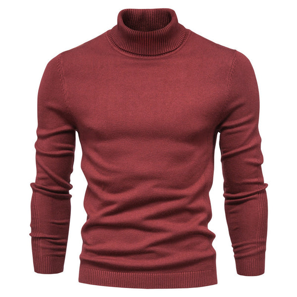 Men's Solid Color Pullover Turtleneck Casual Sweater