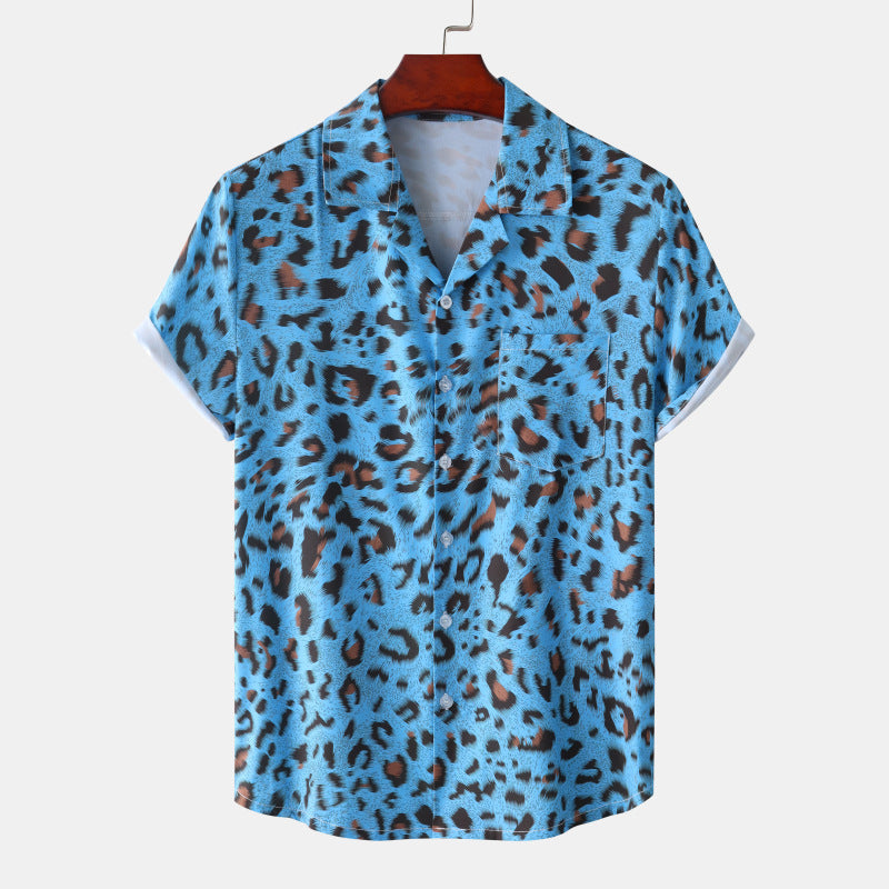 Summer Hawaii Beach Leopard Print Flower Shirt