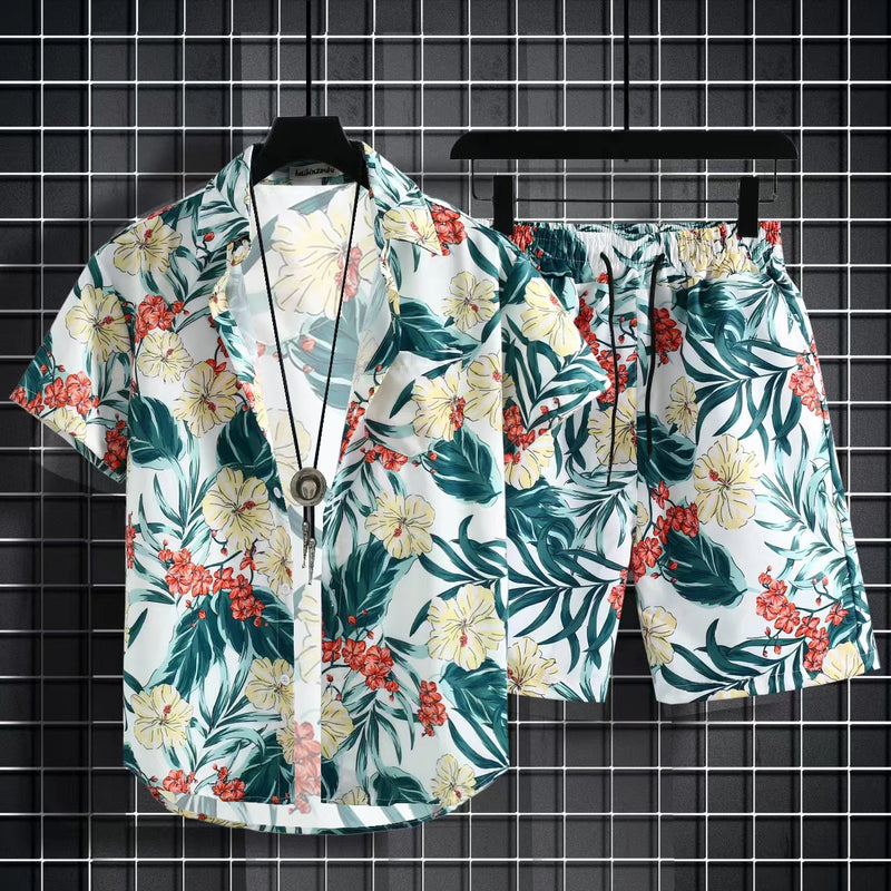 All-match Quick-drying Hainan Island Retro Ice Silk Printed Shirt