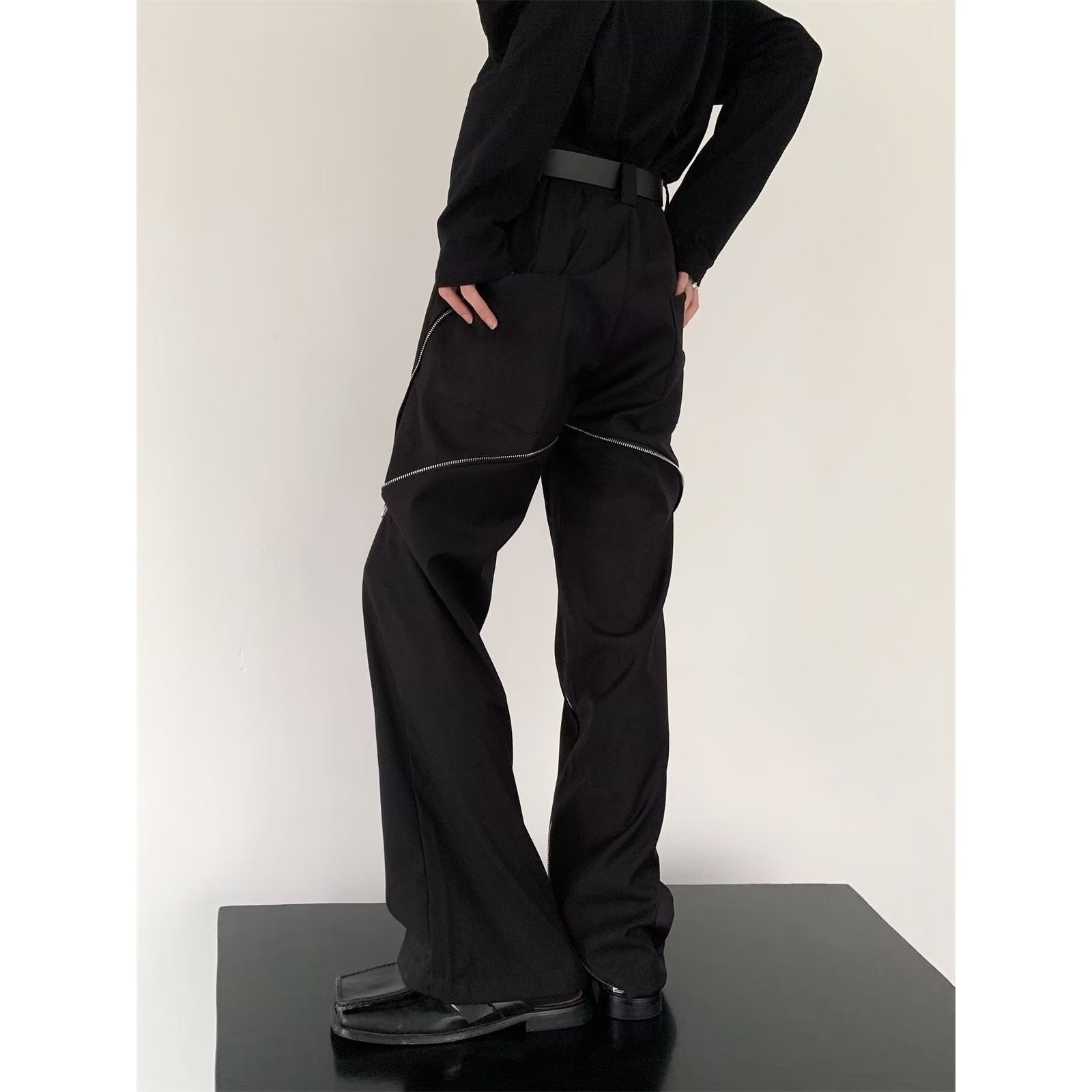 Men's Zipper Drape Straight Casual Pants