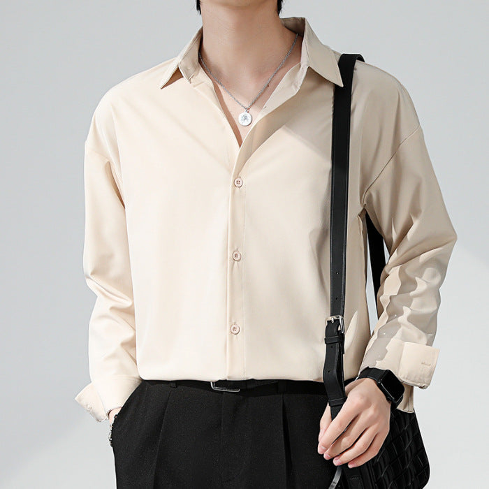 Men's Loose Long Sleeve Non-ironing Drape shirt