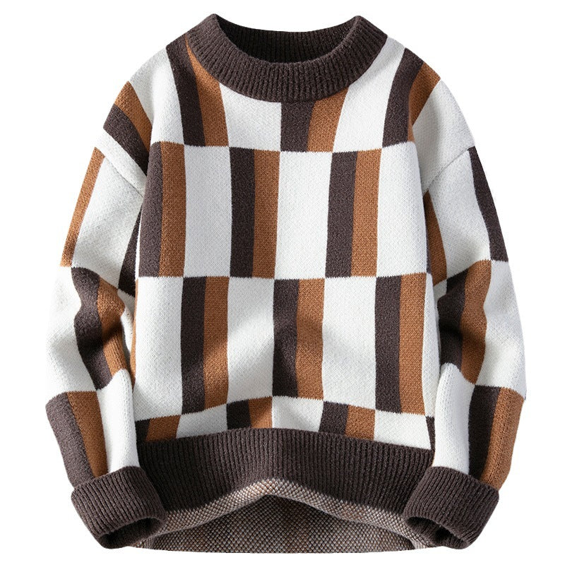 Men's Round Neck Multicolor Sweater