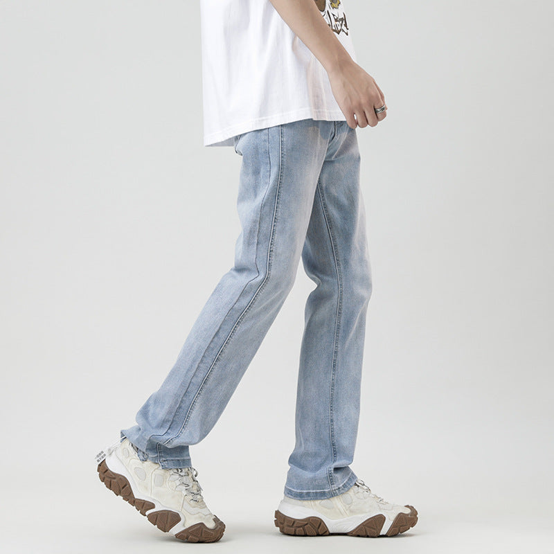 American-style Heavy Washed Yellow Jeans