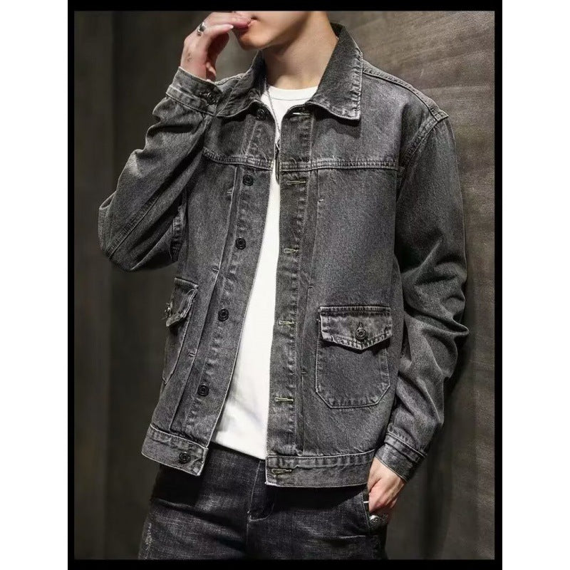 Grey Denim Coat Short Jacket