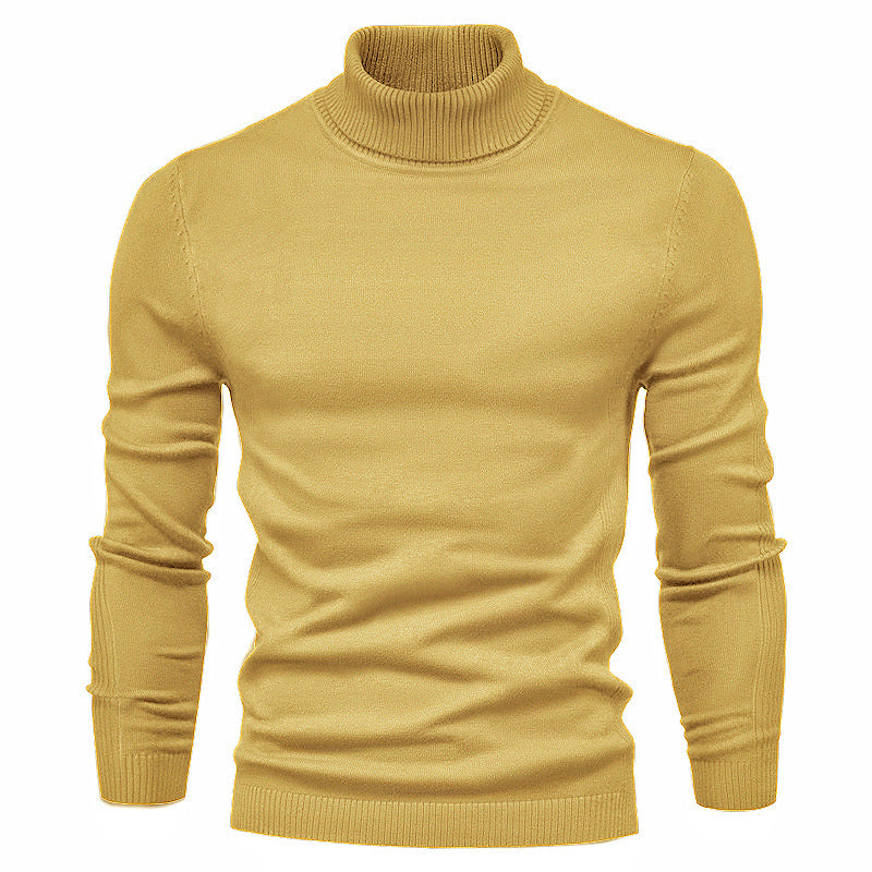 Men's Solid Color Pullover Turtleneck Casual Sweater