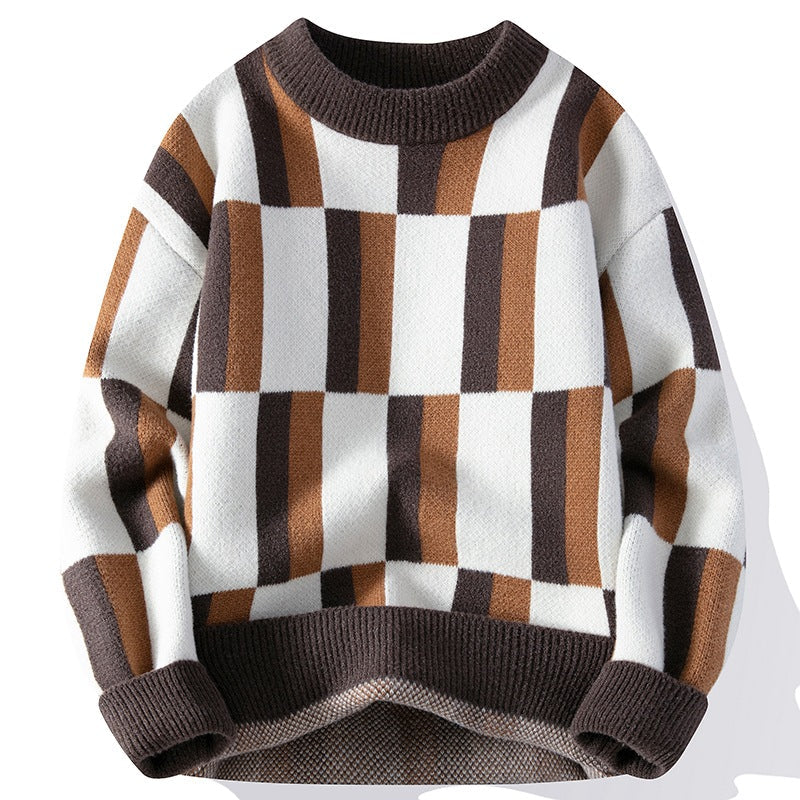 Men's Round Neck Multicolor Sweater