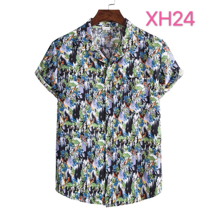 Casual Men's Shirt Hawaiian Beach Style Suit Collar Short Sleeve shirt