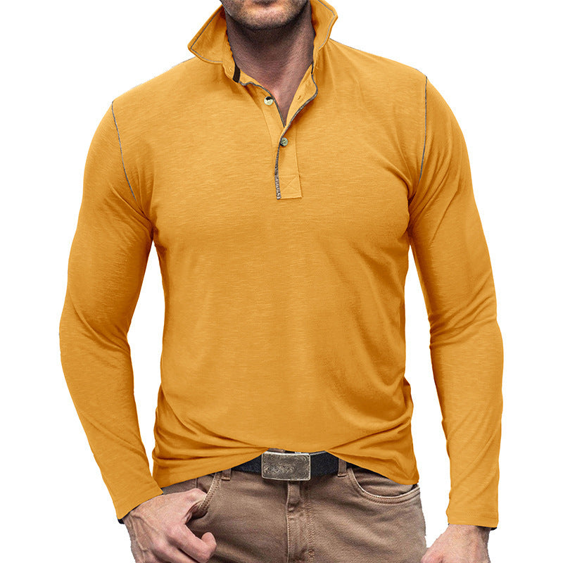 Men's Henley Lapel T-shirt