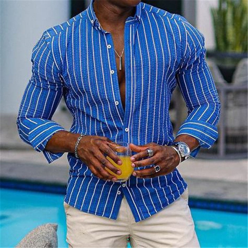 Long Sleeve Casual Lapel striped Shirt