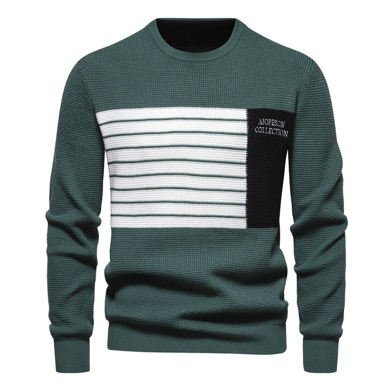 Striped Stitching Long Sleeve Men's Knitwear sweater