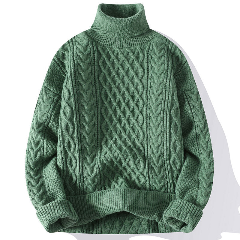 Maglione spesso a collo alto in jacquard vintage da uomo