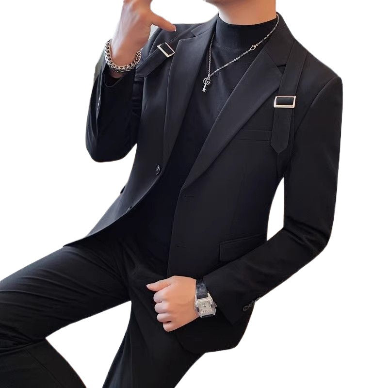 Strap Casual Men's Slim suit Jacket